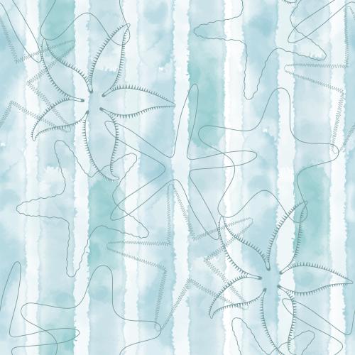 Vektorgrafik meeressterne, konturen auf einem gestreiften blauen aquarell