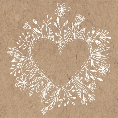 Vektorgrafik herzformrahmen mit doodles blumen auf kraft
