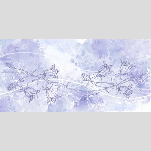 Vektorgrafik kapuzinerblumen, wellenförmige linien auf lilaem aquarell