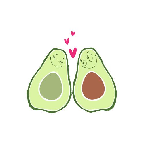 Valentinstagskarten. Vektor verliebte Avocados