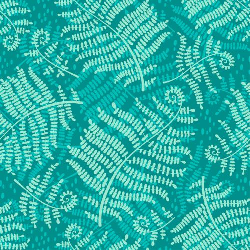 Farn. Vektor Farnblätter farbige Silhouetten auf grau-blauem