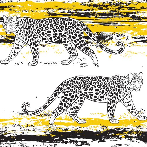 Leopard. Vektor leoparden und texturierte Streifen auf Weiss