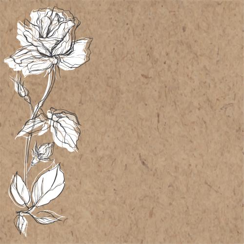Rose. Vektor rose mit Knospen, Platz für Text auf Kraftpapier