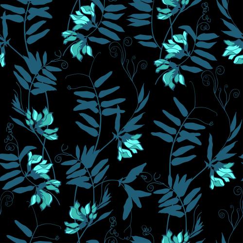 Vektorgrafik feldblumen, farbige silhouetten auf schwarzem