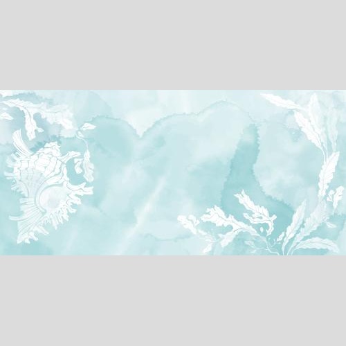 Vektorgrafik algen und muschel platz für text auf blauen aquarell