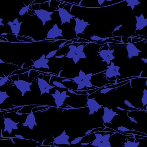 Vektorgrafik kolokollis, violetten silhouetten von blumen auf schwarzem