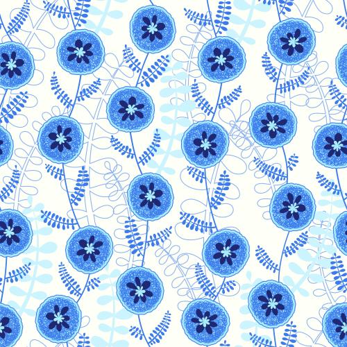 Vektorgrafik abstrakte blaue blumen und blätter auf weißem