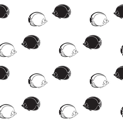 Vektorgrafik tropische fische, schwarze konturen und silhouetten auf weißem