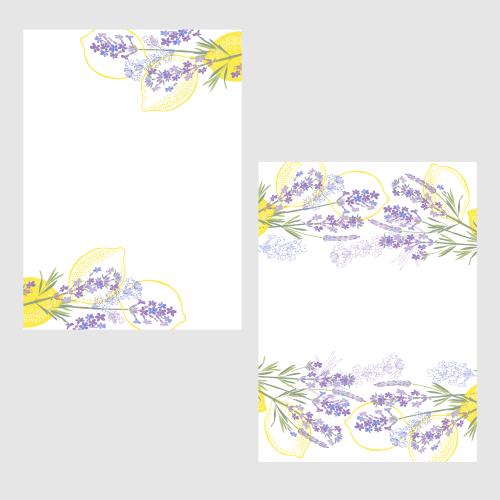 Vektorgrafik postkarten, zitronen und lavendel auf weißem