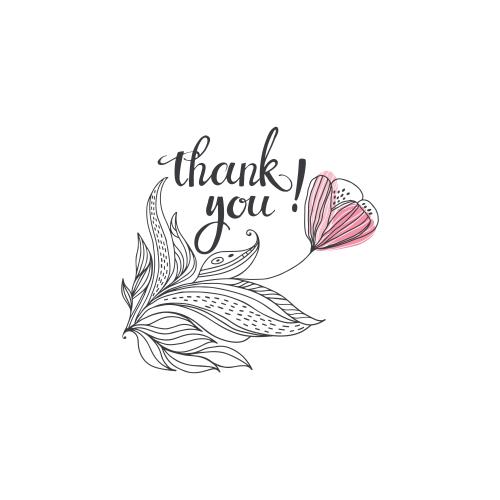Vektorgrafik fantasievolle blume und schriftzug danke auf weißem