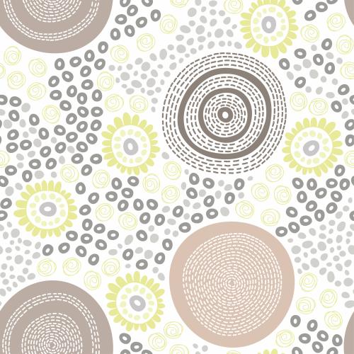 Oval. Vektor abstrakte Blumen im Doodlestil und dekorative Kreise, pastellfarbene Töne auf weißem