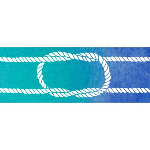 Natur. Vektor mariner Knoten auf blautürkisen Aquarellstreifen