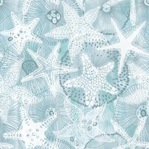 Vektorgrafik meersterne, abstrakte marine kreaturen auf blauem aquarell