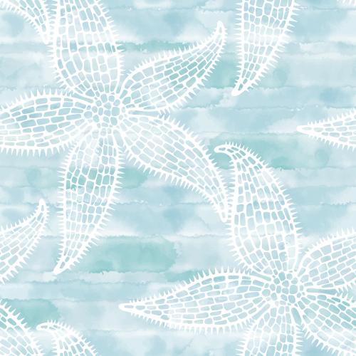 Vektorgrafik meersterne, weiße konturen auf blauem aquarell