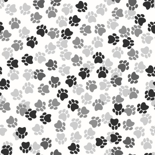 Hund. Vektor monochromatische Spuren Von Hundepfoten Auf Weissem