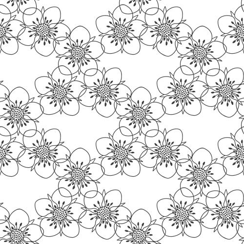 Vektorgrafik schwarze blumenkonturen auf weißem