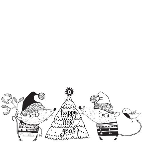 Maus. Vektor Cartoonmäuse, Tanne, Textfeld auf weißem