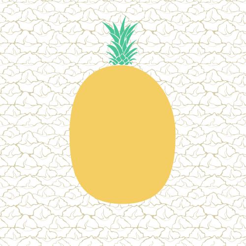 Ananas. Vektor bunte silhouette einer ananas auf einem stück schale