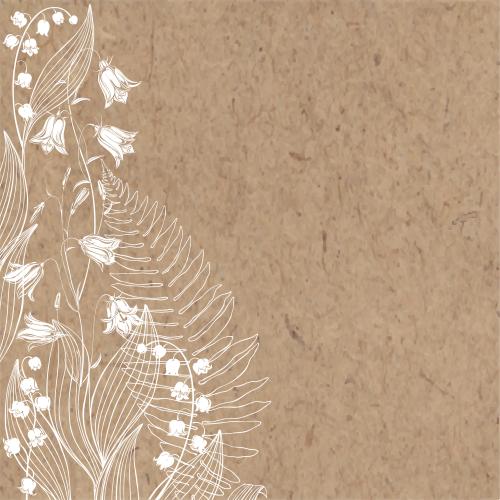 Vektorgrafik klingelblumen, lilien, farnblatt, textplatz auf kraftpapier
