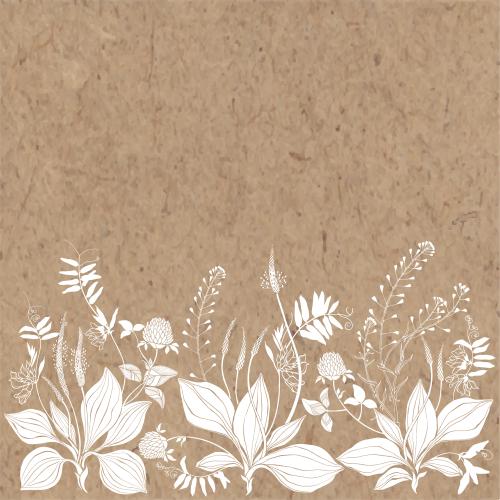 Vektorgrafik lungenkraut, schafskirsche, klee, feldblumen, textfeld auf kraftpapier