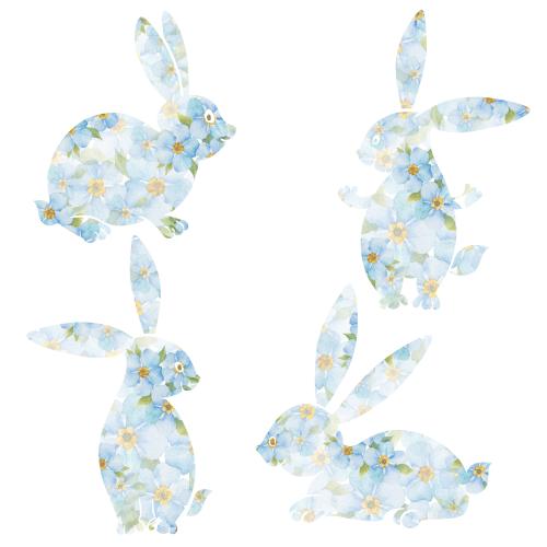 Hase. Vektor silhouetten von Kaninchen aus Nelken auf weissm
