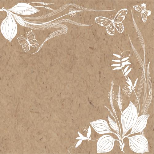 Vektorgrafik gänseblümchen wiesenkräuter schmetterlinge und platz für text auf kraftpapier eckkomposition