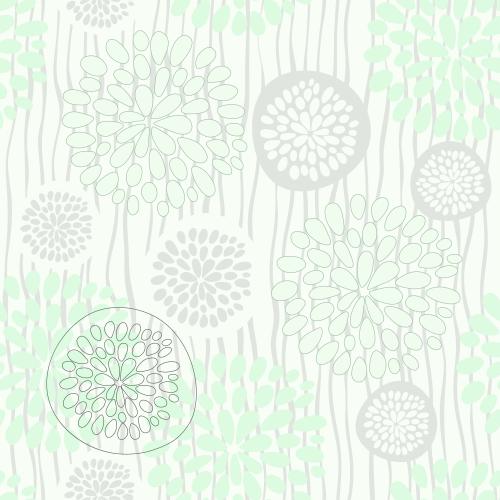 Vektorgrafik abstrakte blumen und wellenförmige linien in der pastellpalette
