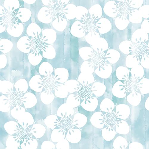 Vektorgrafik dekorative blumen, weiße silhouetten auf blauem aquarell
