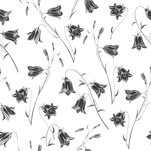 Vektorgrafik kuckucksblumen, schwarze silhouetten von blumen auf weißem