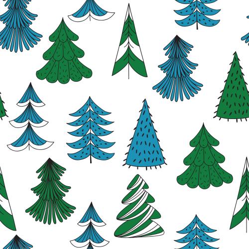Wald. Vektor stylisierte cartoonartige bäumchen auf weißem