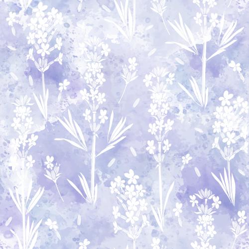 Vektorgrafik lavendel, weiße silhouetten auf lila aquarell